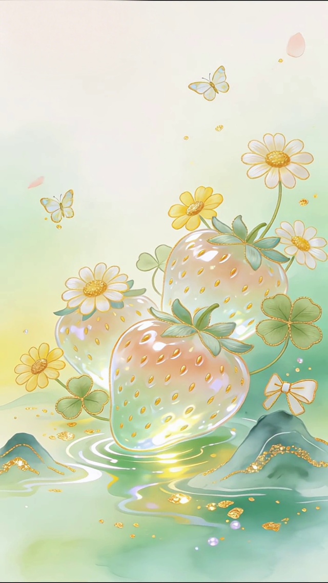 春日柔雾浅绿水晶草莓