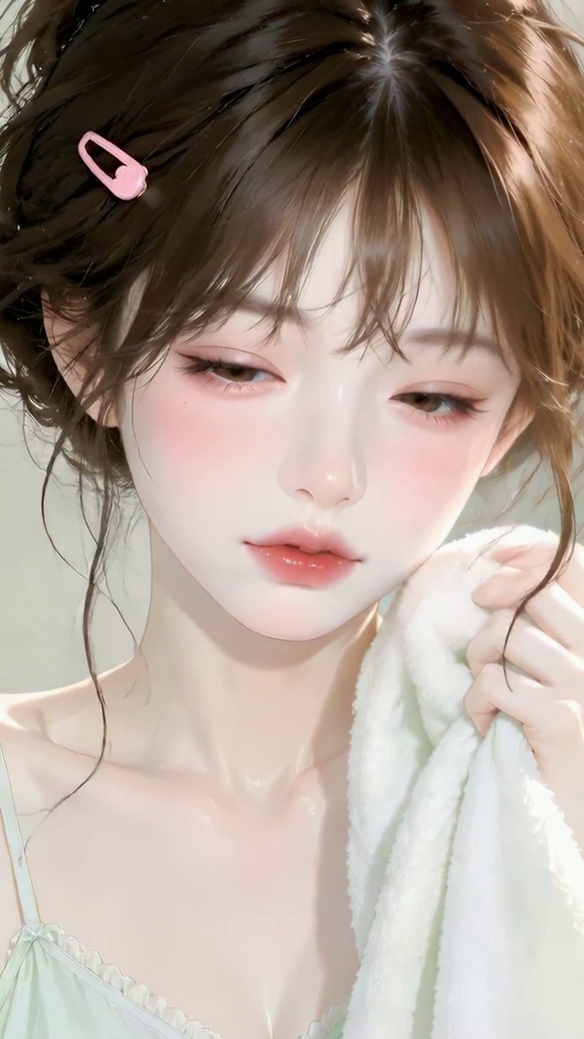 纯欲浴室窗边的晨间少女