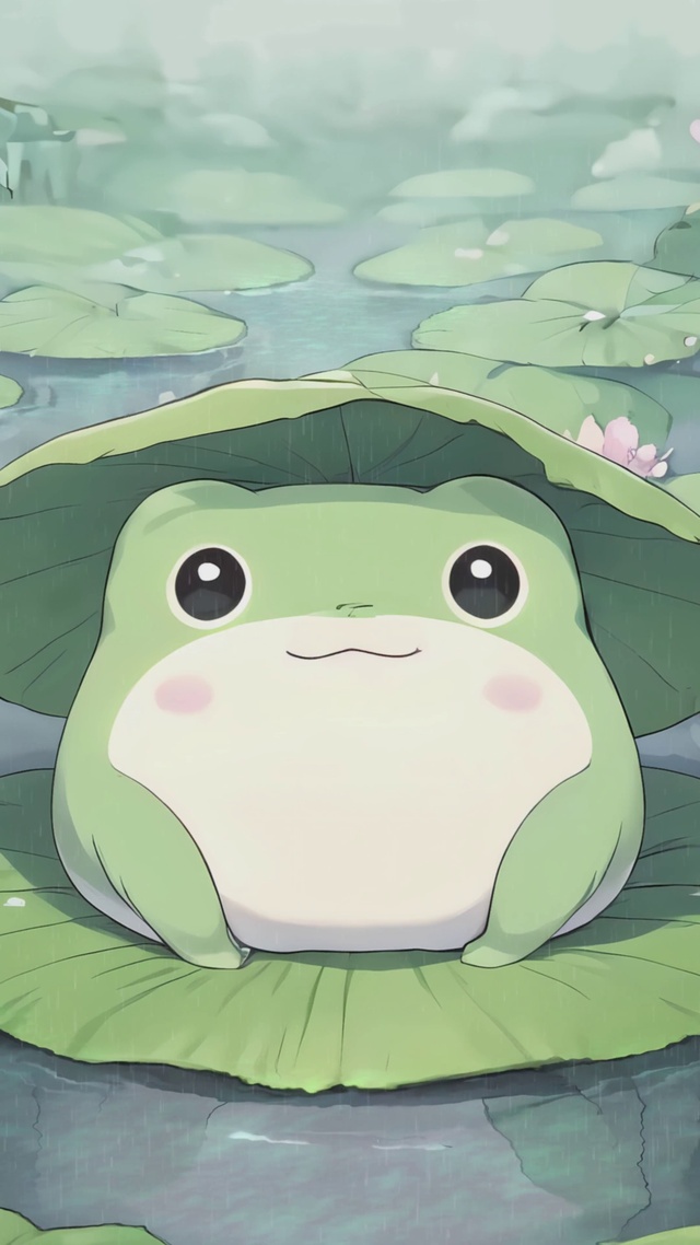 躲雨的可爱小青蛙