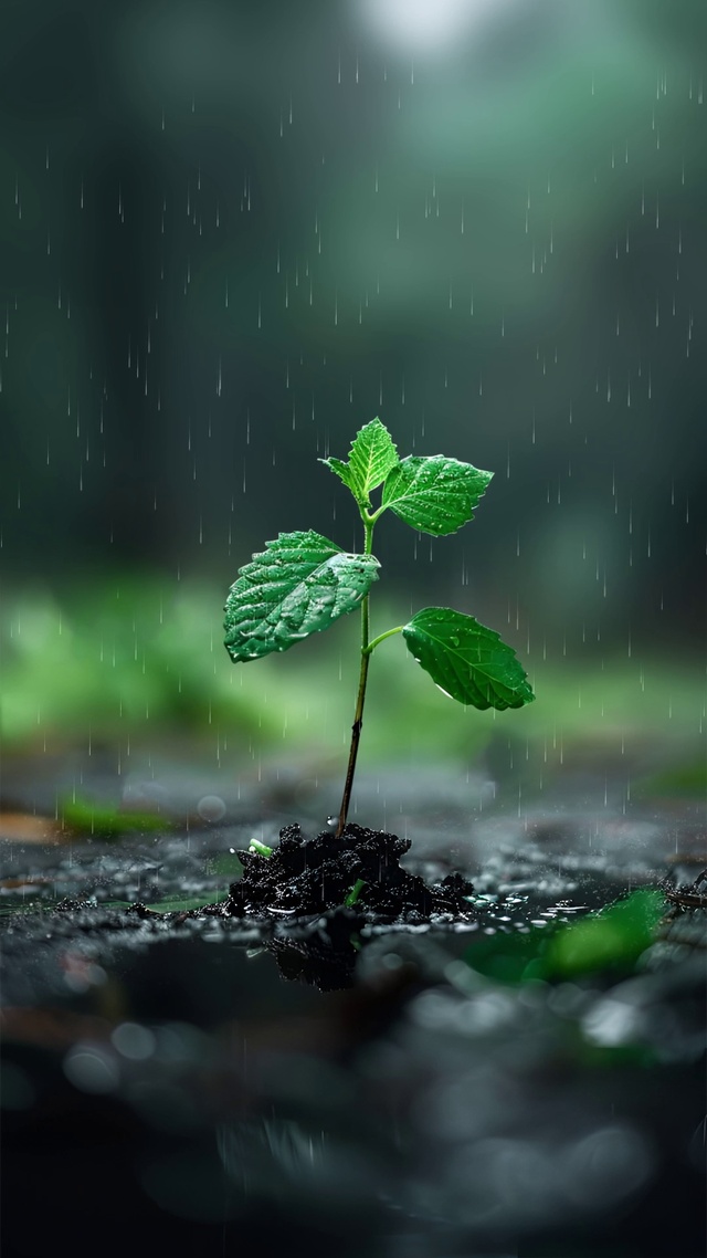 雨中的小草