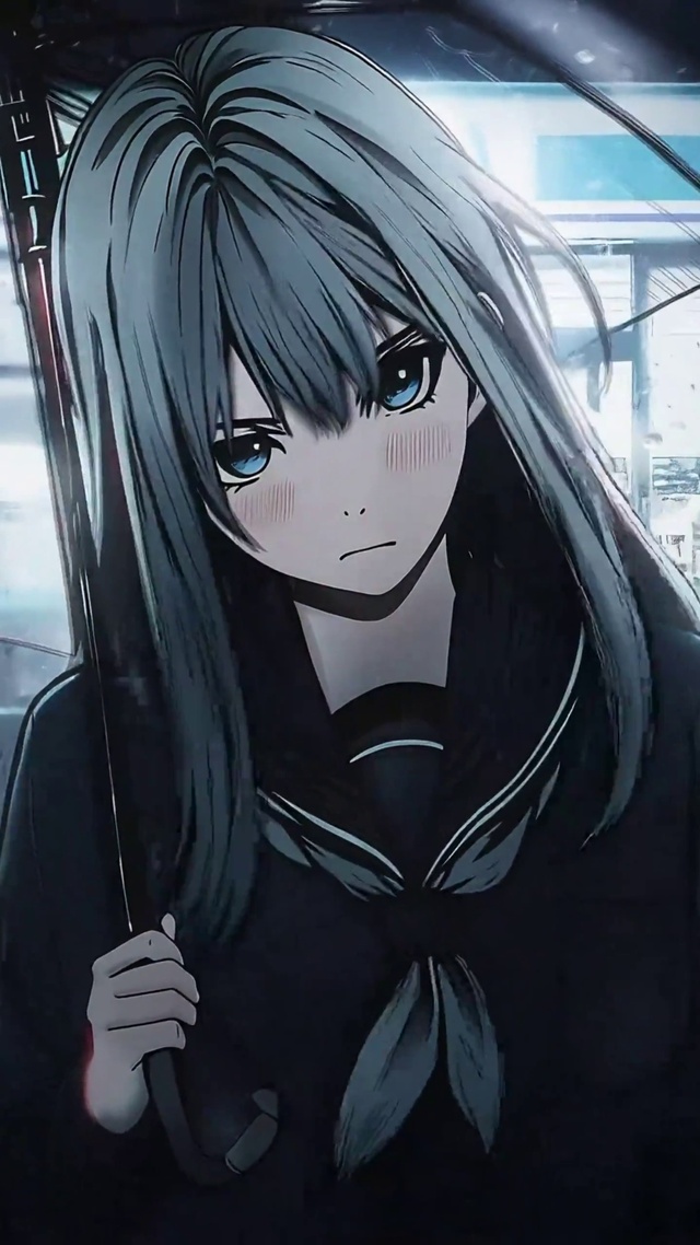 雨夜蓝发少女