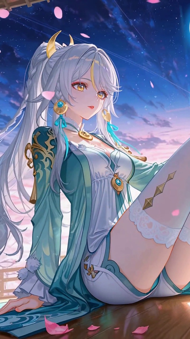 月夜樱花美少女兹白
