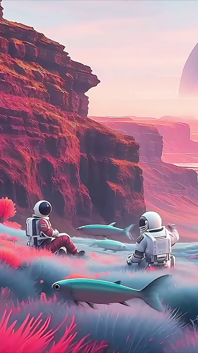 外星草原闲聊的宇航员