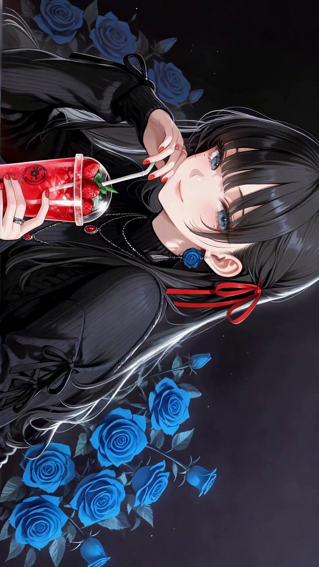 蓝玫瑰旁的二次元美少女