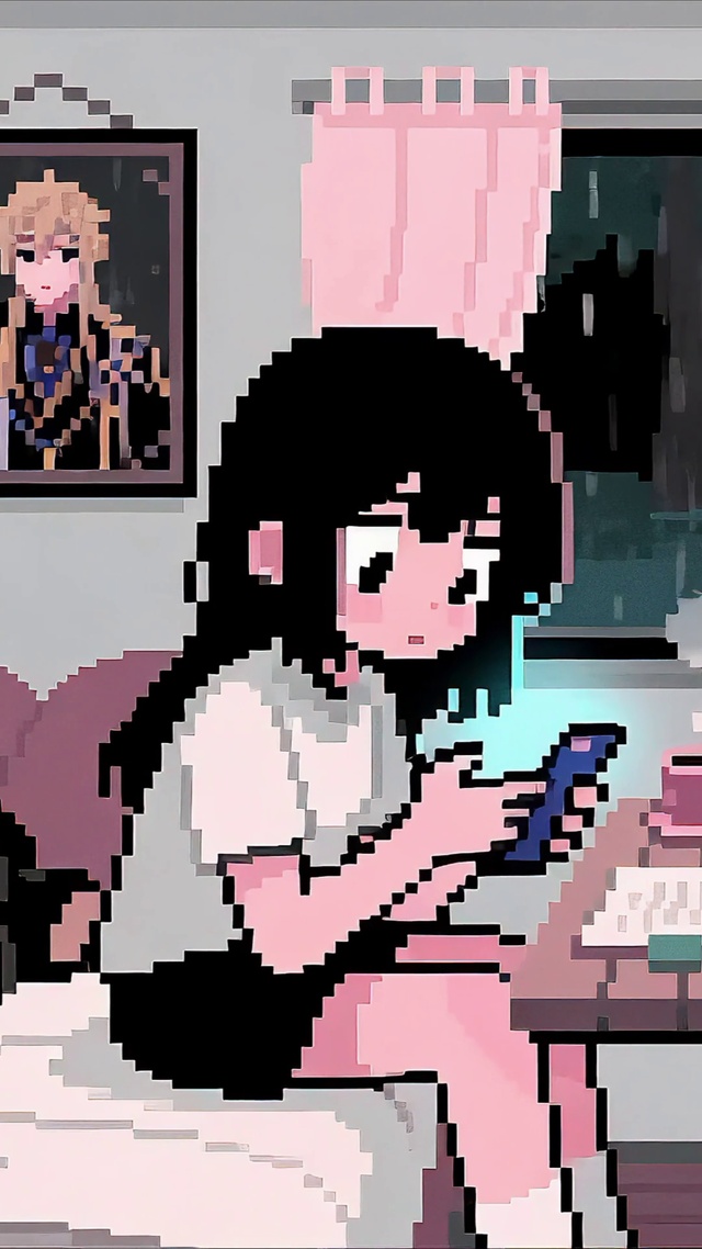 像素雨夜安静的房车内