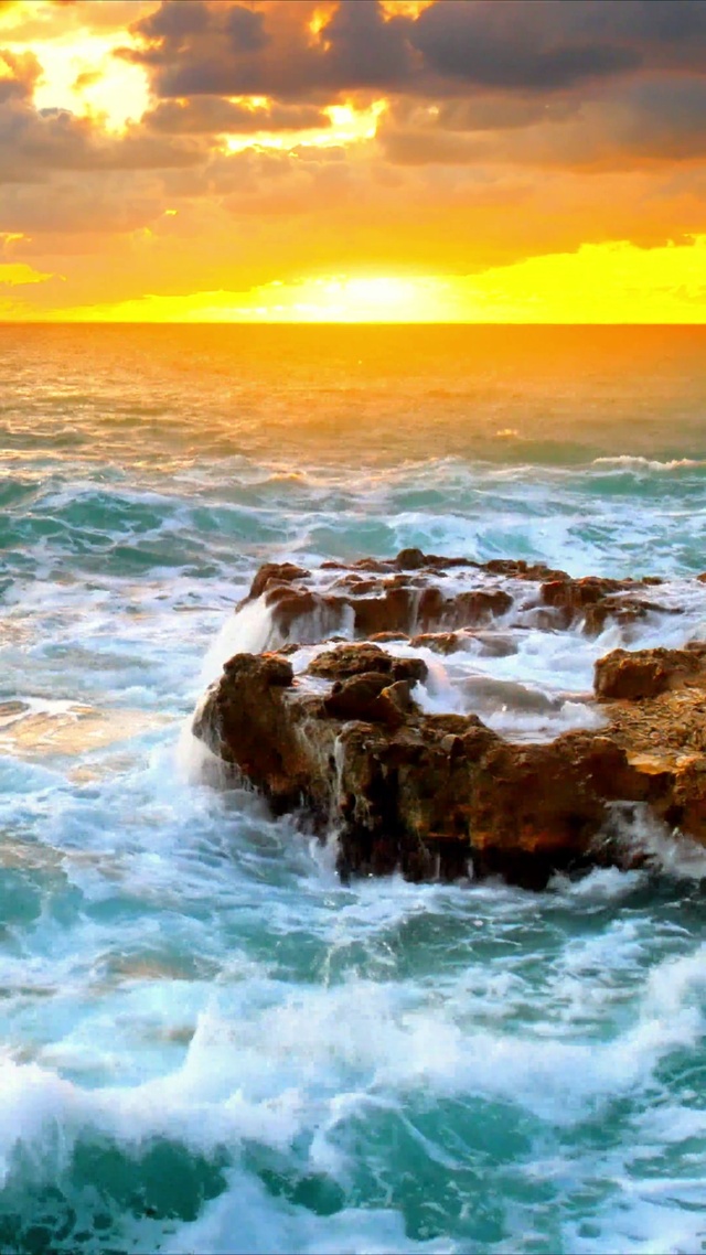 治愈落日美景海浪