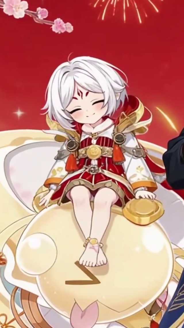 食物语金玉满堂-自制动态壁纸-新年快乐-开心挥手新年烟花背景马年发财金玉满堂快乐过年新春大吉新年壁纸