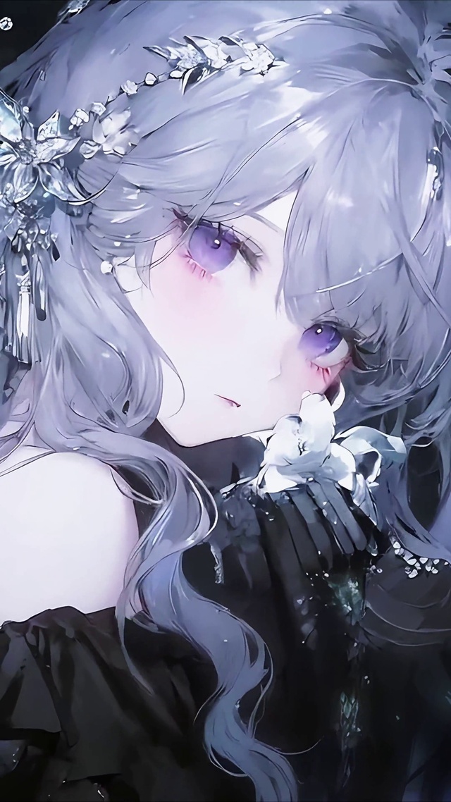 夜花园银发少女