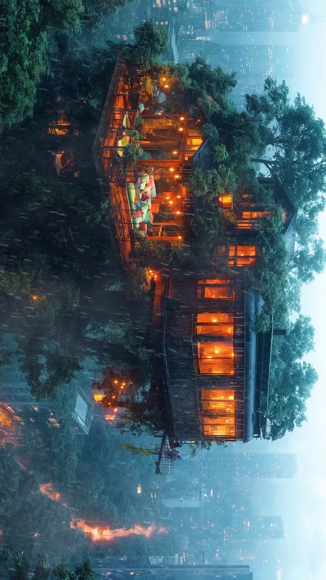 赛博朋克雨中城市