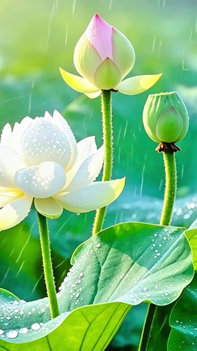 雨中荷花4K