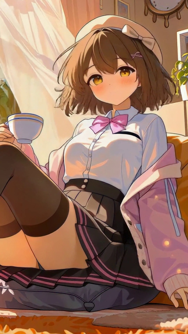暖阳窗边下午茶二次元美少女