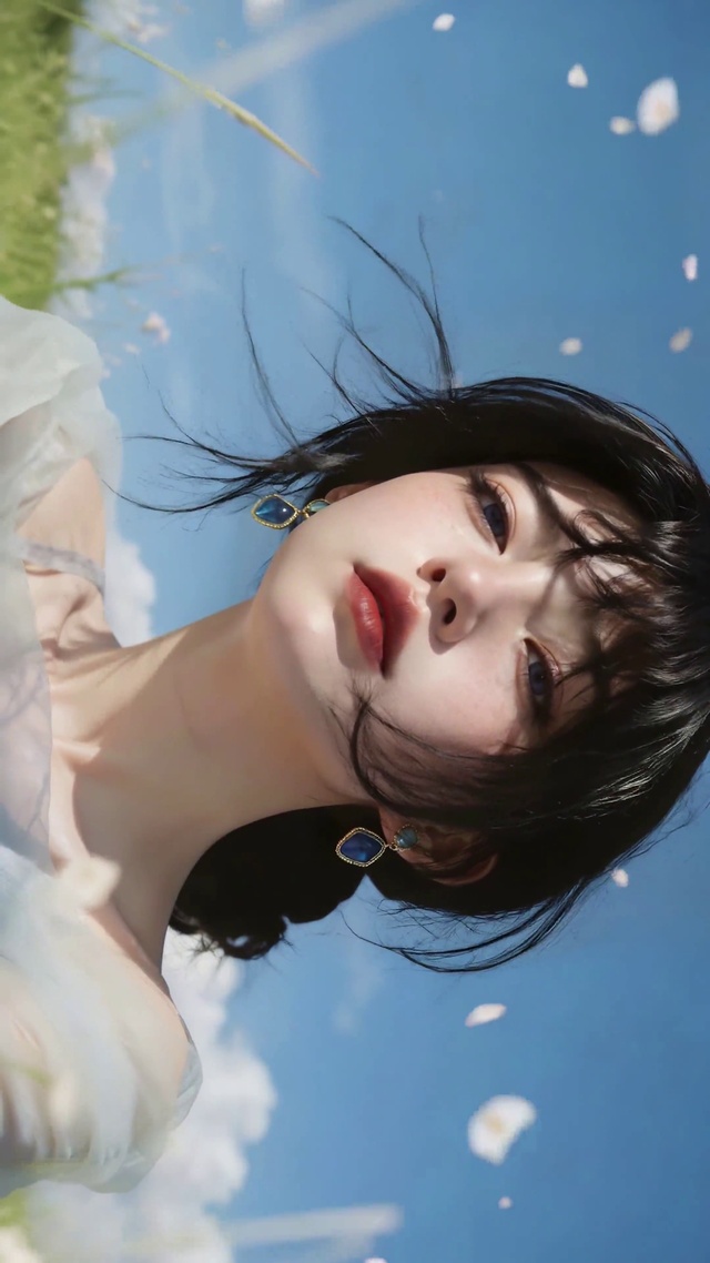 蓝天下的清新美少女