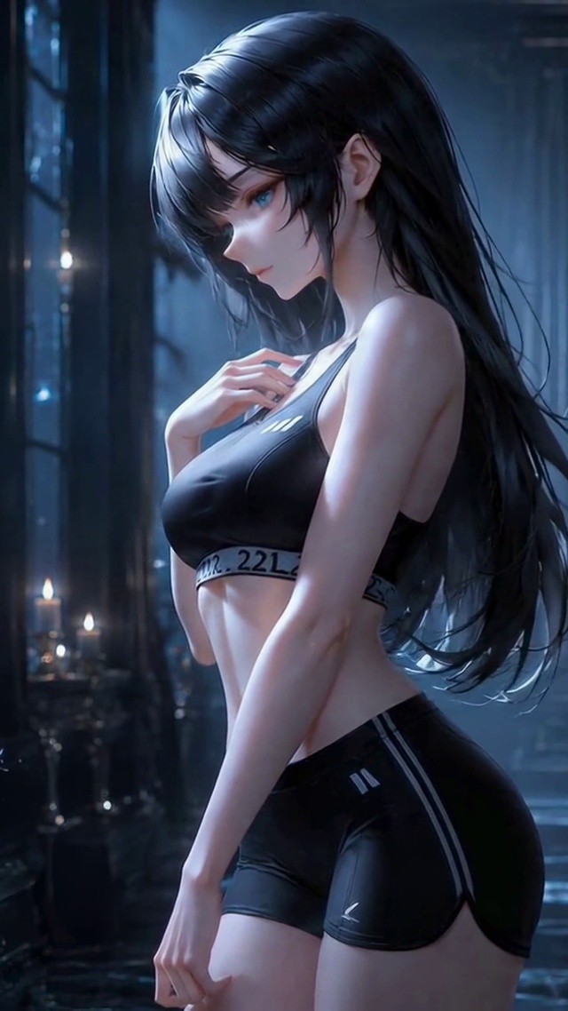 暗黑氛围感黑发二次元美少女