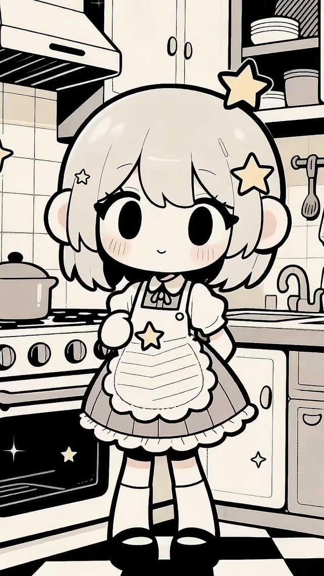 厨房可爱小清新少女