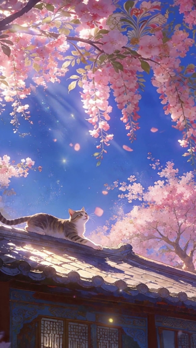 檐猫拾春光-无缝循环