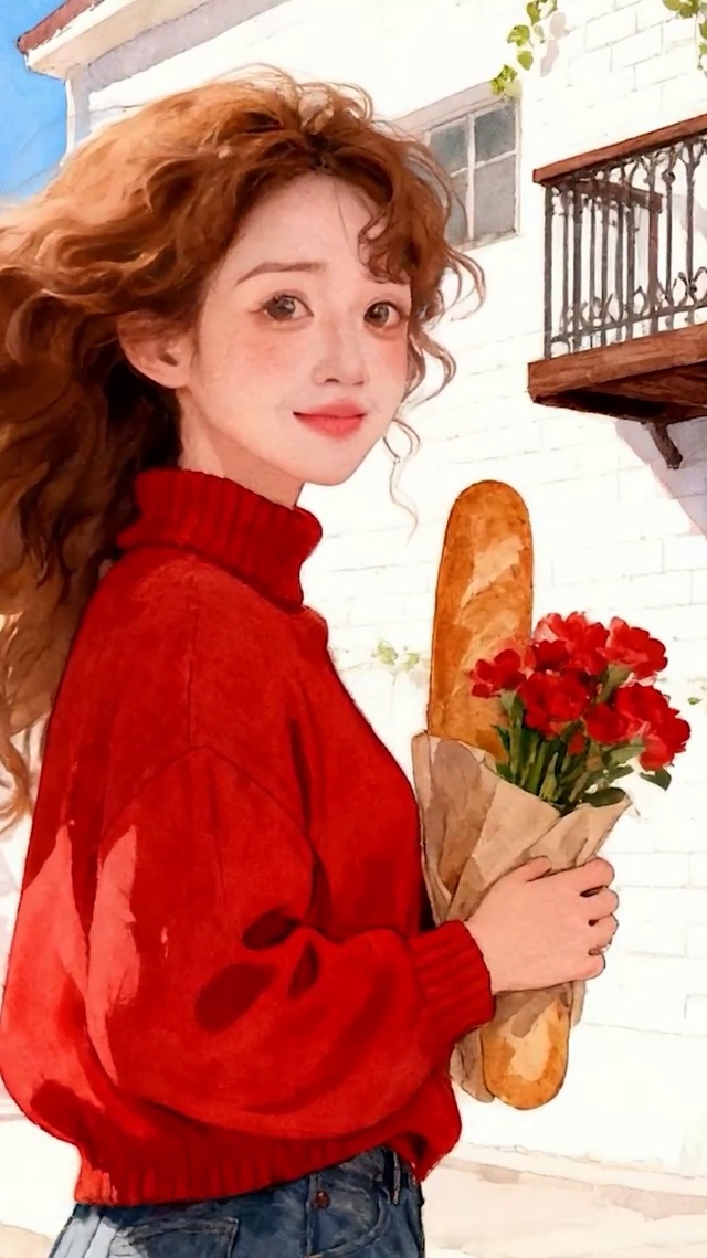 拿着鲜花女孩