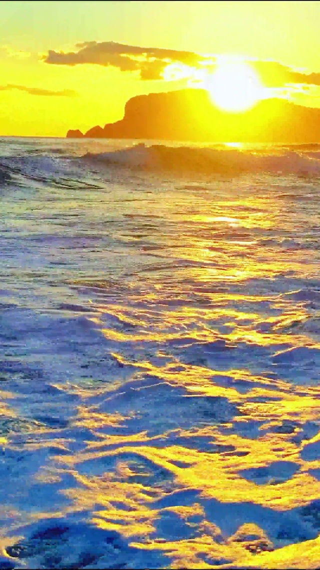 4k唯美夕阳海浪