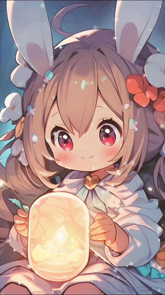 4K 治愈兔子女孩