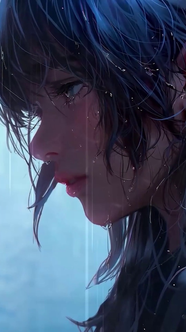 雨中伤感美女