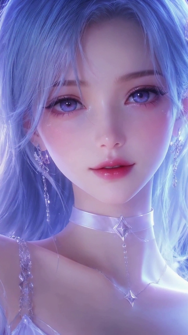 梦幻蓝发氛围感绝美少女
