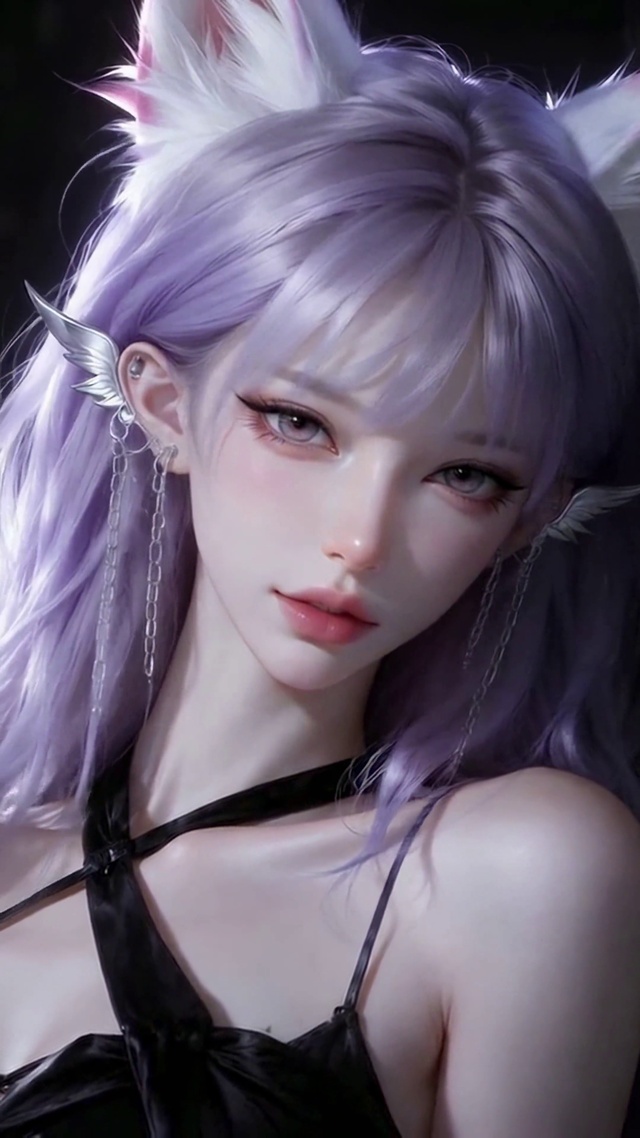 暗夜紫发狐耳美少女