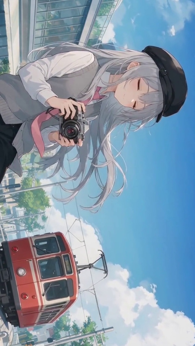 夏日晴空相机少女