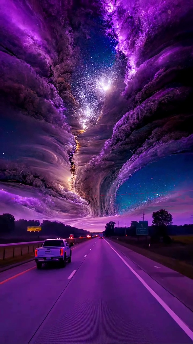 紫色的浪漫极光