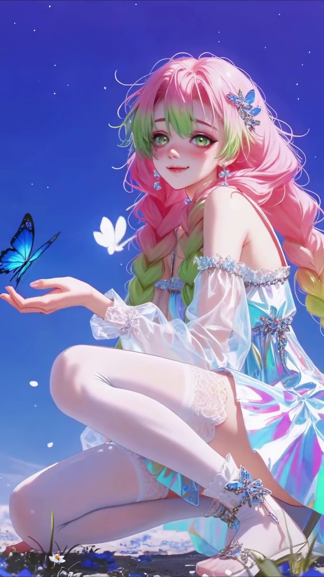 蓝天下花田炫彩少女甘露寺蜜璃