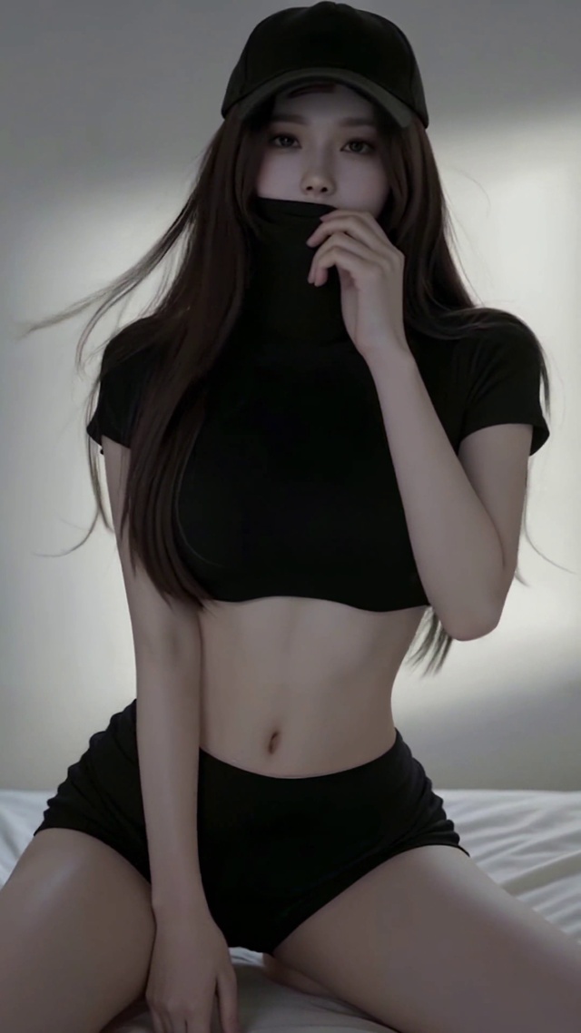暗调卧室酷感黑衣美女