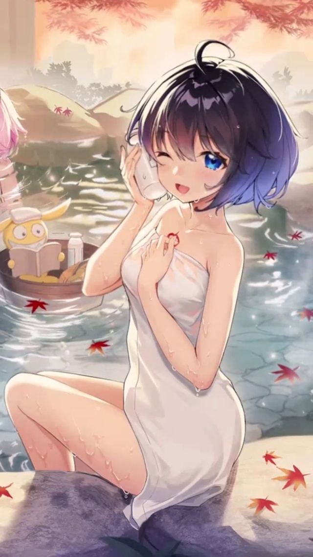 可爱性感萌妹子洗浴插画