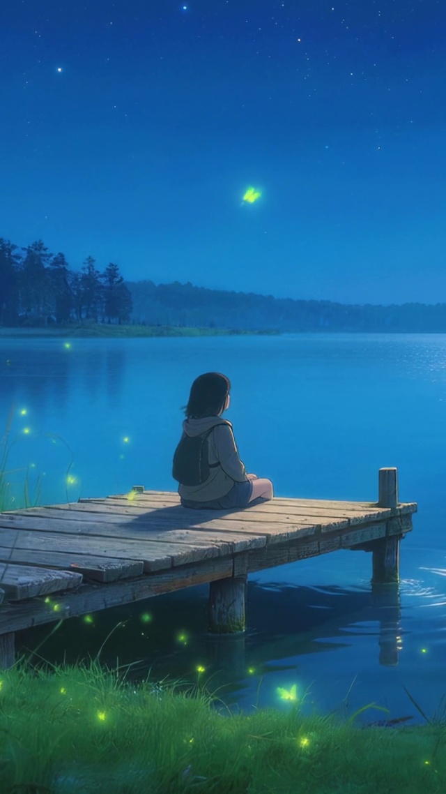 夜晚河边美景