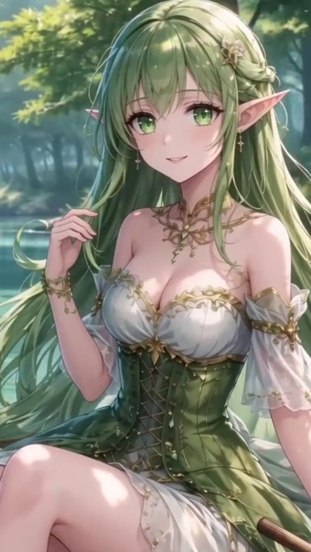 木舟上的绿影少女二次元