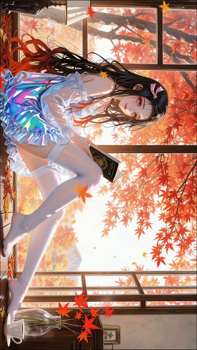 暖光漫窗，红叶伴读