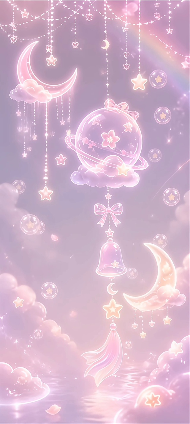 梦幻粉色星月幸运风铃