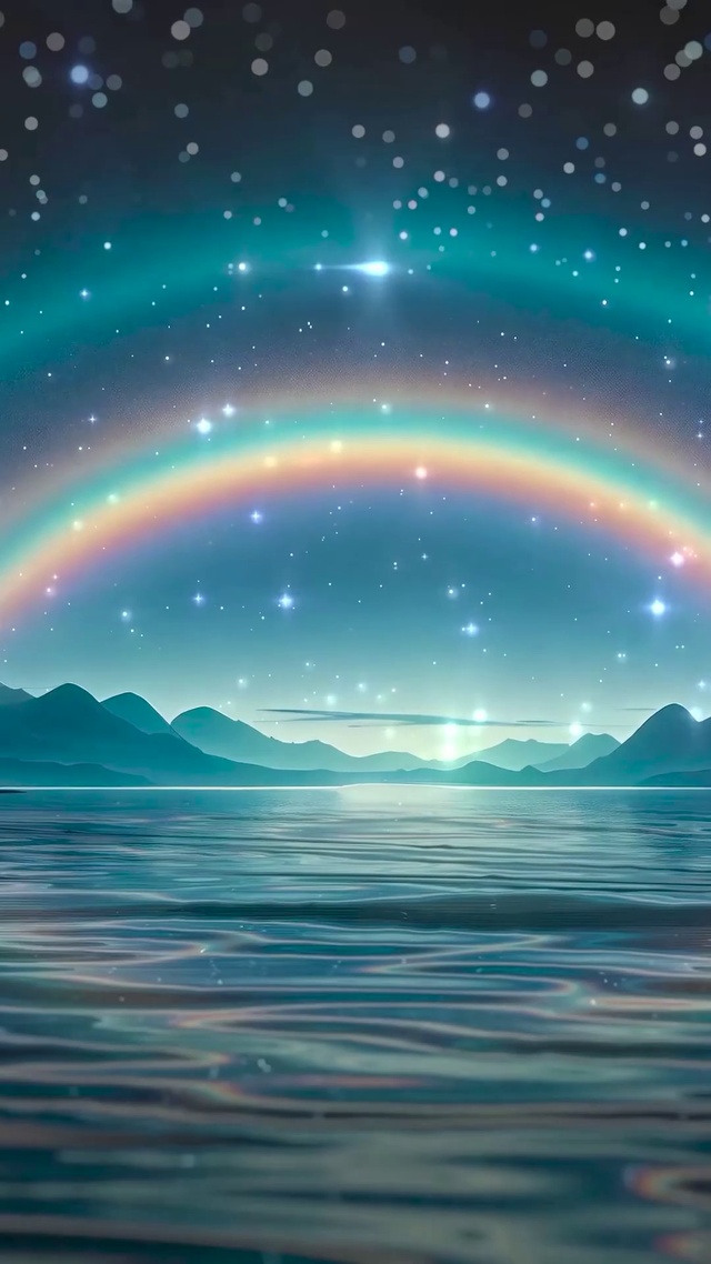 彩虹星空湖面