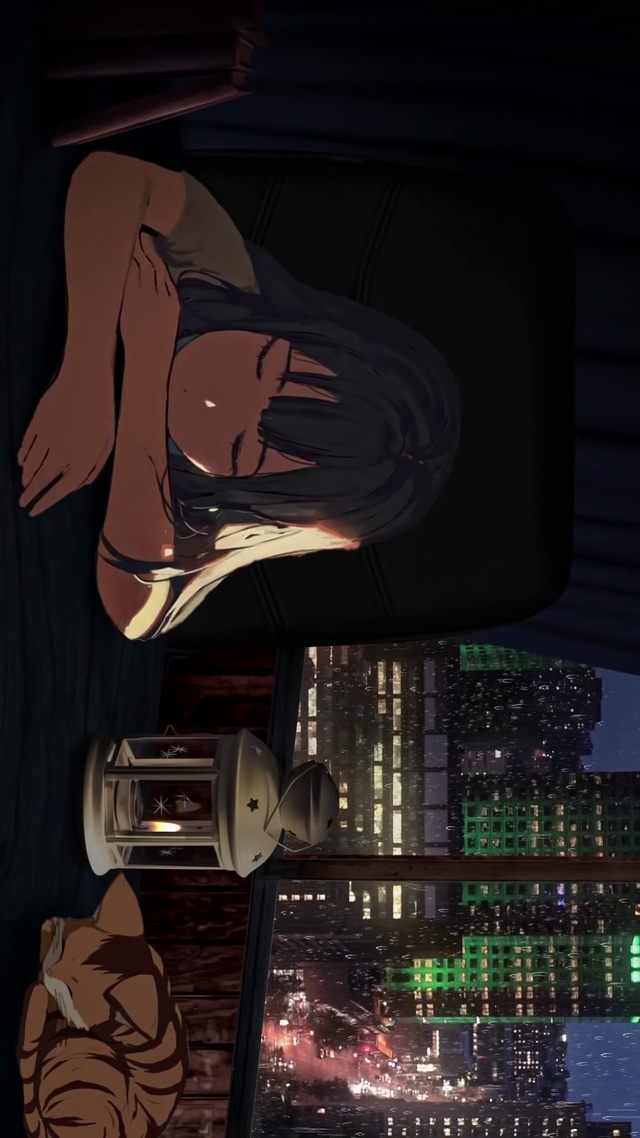 城市雨夜睡觉的女孩