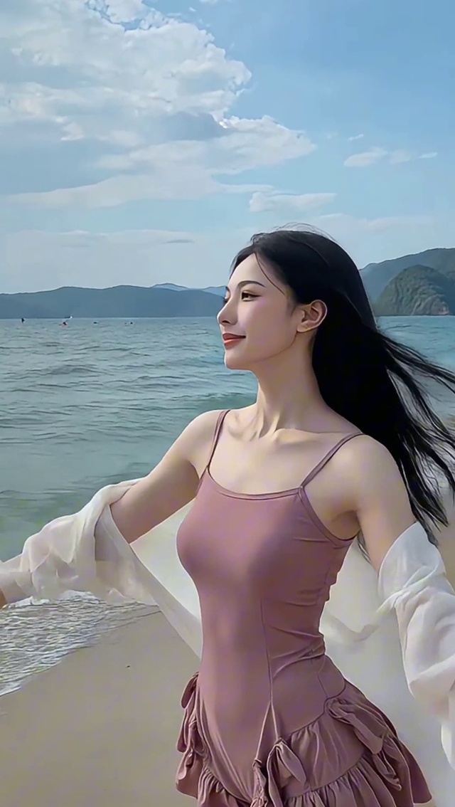 浪漫海边美女