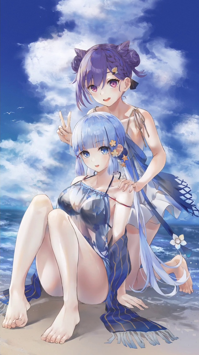 夏日海边泳装女孩4k