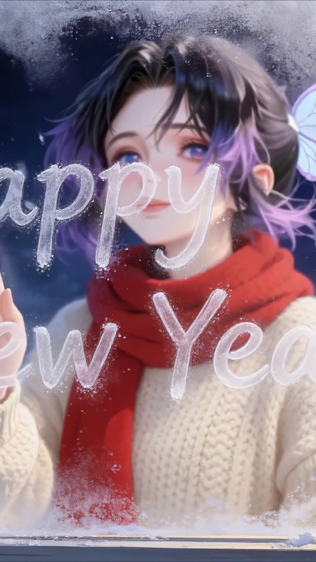 窗外文字涂鸦蝴蝶忍