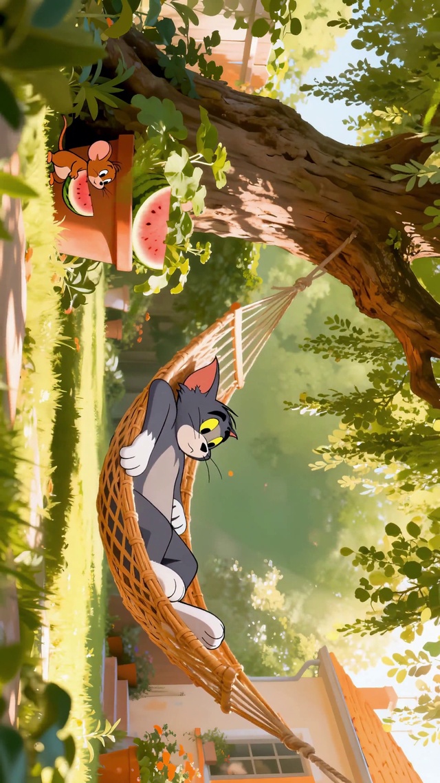 夏院童趣猫鼠
