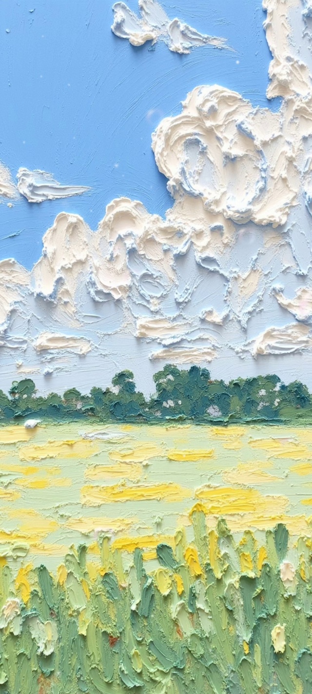 油画棒油菜花的夏天