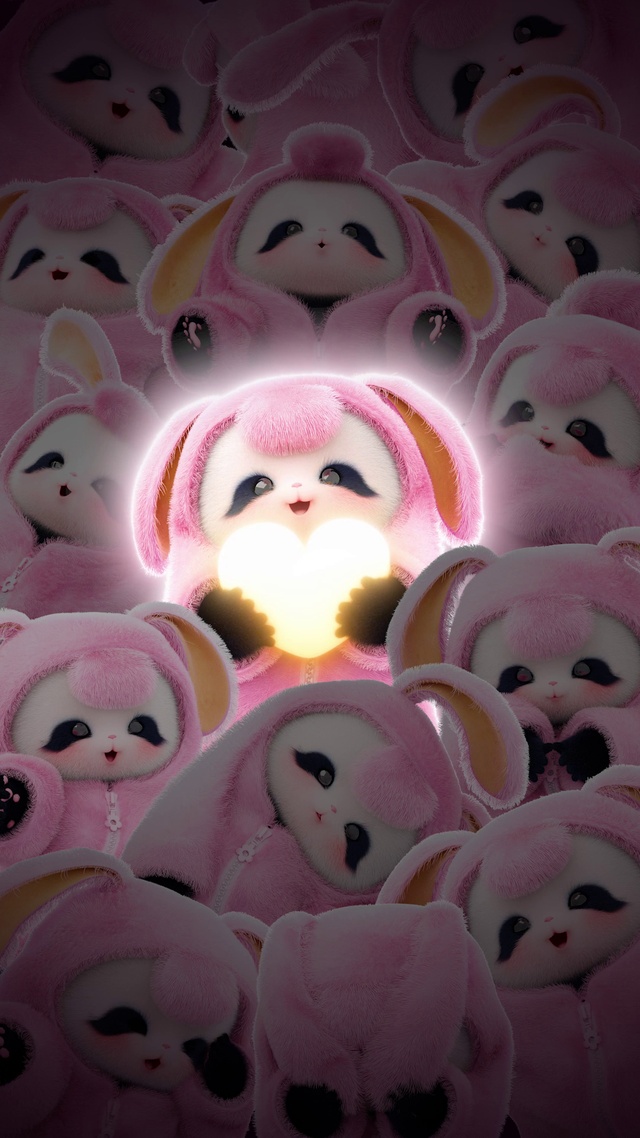 熊非熊粉兔兔发光壁纸