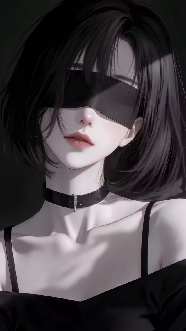 蒙眼短发少女