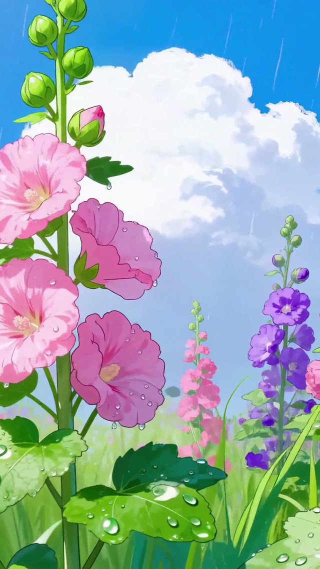 雨天花朵