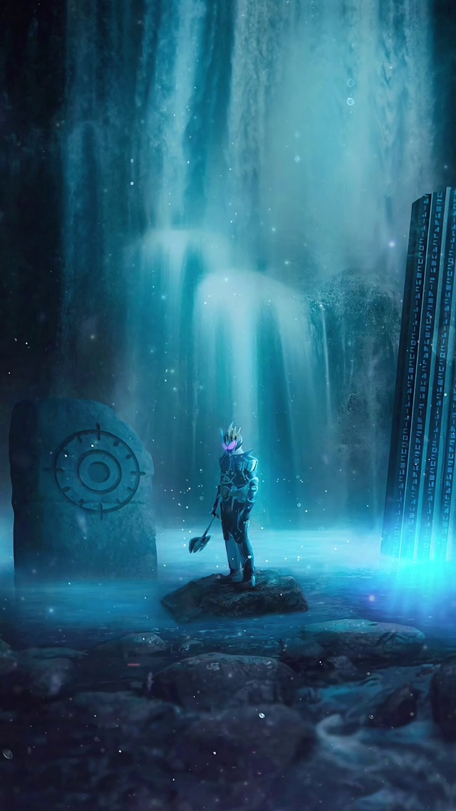 瀑布下的假面骑士