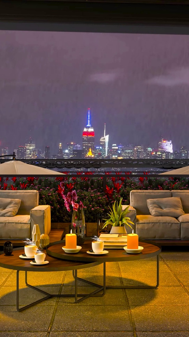 唯美都市雨天夜景