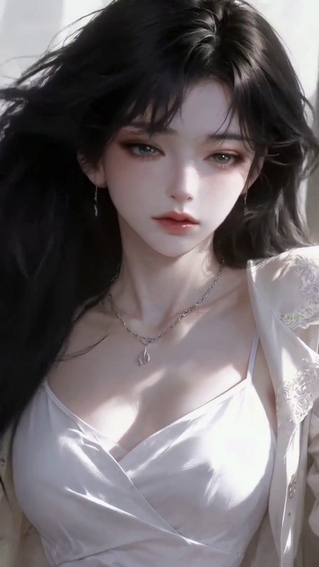 窗边清冷氛围感长发美女