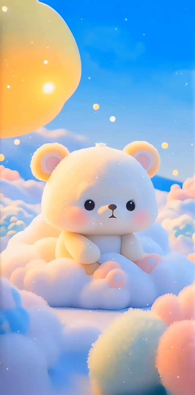 可爱小清新马卡龙云朵小熊