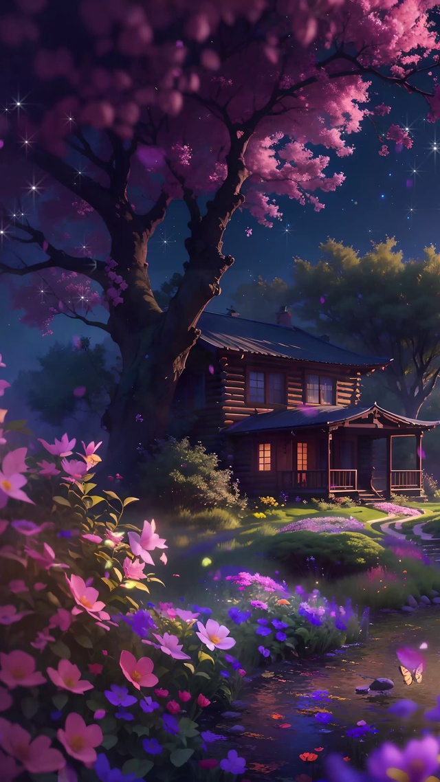 仙境木屋夜色