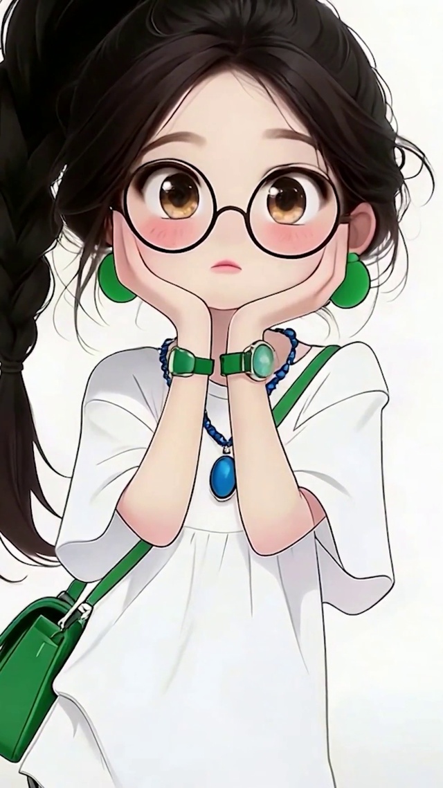 长发戴眼镜女孩